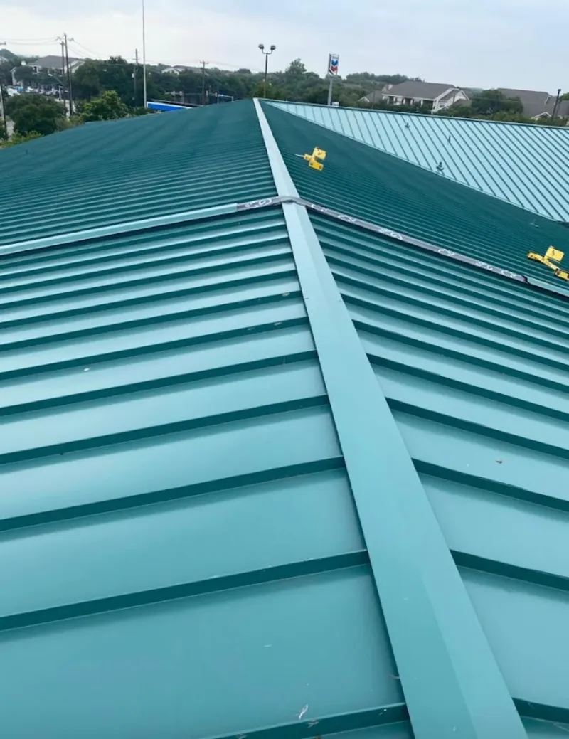 Green commercial metal roof ridge and valley for Metal Roof Repair in East Providence